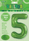 Giant Light Green Number 5 86cm 34” Foil Balloon